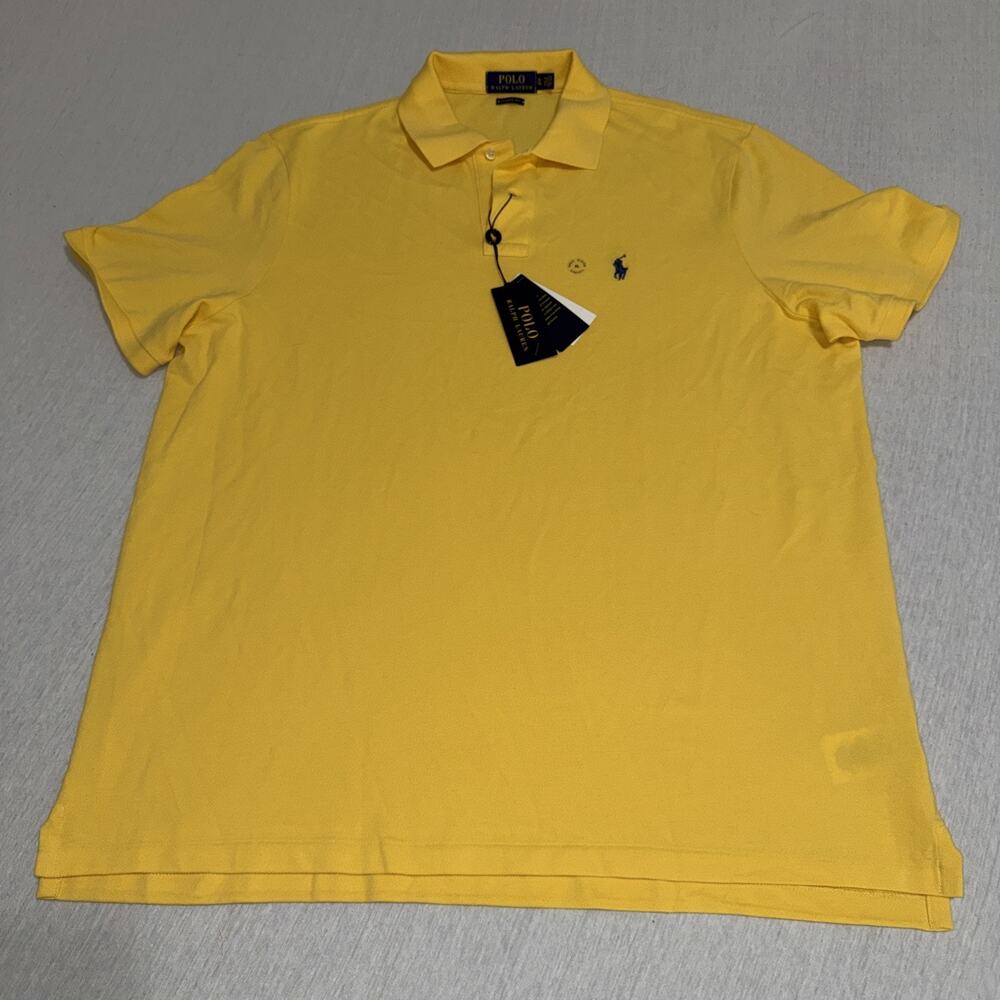 Polo Ralph Lauren Men Classic Fit Soft Cotton Polo Shirt Short Sleeve Yellow XL